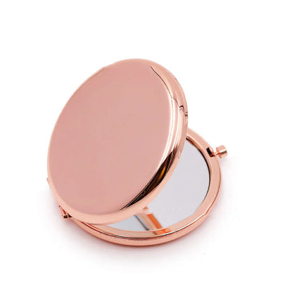 Rose Gold Double-Sided Compact Mirror - Portable Folding Mini Pocket Makeup Mirror for Women & Men