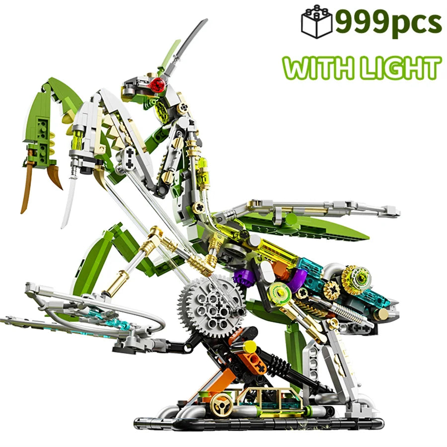 Mechanical Shark & Sea Life Building Blocks Set – Crocodile, Parrot, Mantis, Frog, Manta Ray Toy for Kids