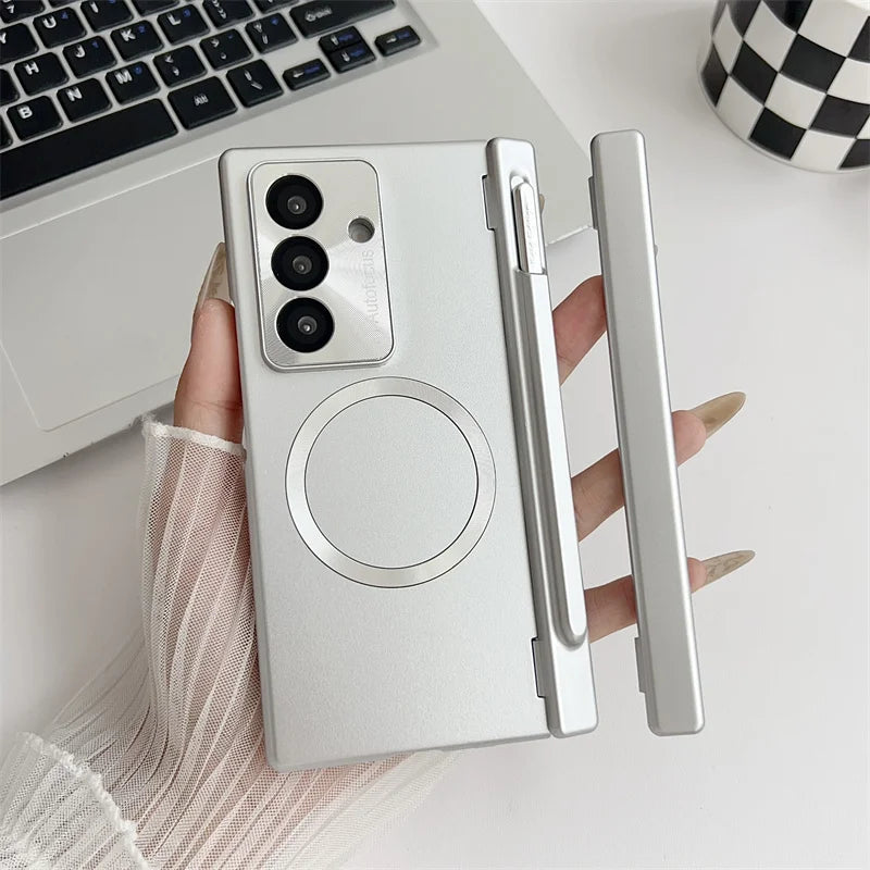 Plated PC Tempered Glass Phone Case - Anti-Fingerprint Drop Protection Cover for Samsung Galaxy Z Fold 7/6/5