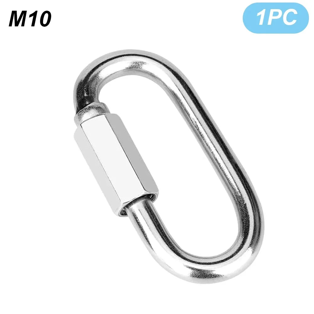 Stainless Steel Carabiner Quick Links - Safety Snap Hooks Chain Connectors for Keys, Climbing and Gear Repair