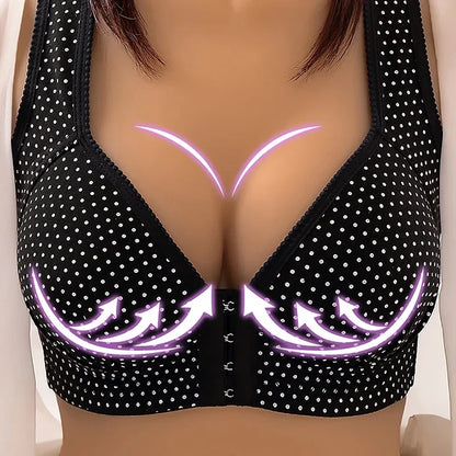 CXZD Wireless Push Up Bra - Full Coverage Front Closure Support Bra for Women with Large Bust