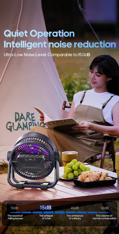 New 6-in-1 Multifunctional Desktop & Camping Fan — 20000mAh Outdoor Air Circulator with 4-Speed Wireless Tent & Ceiling Fan