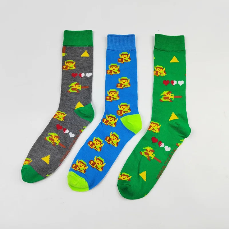 Zelda: Tears of the Kingdom Anime Socks – Men’s Cartoon Hip Hop Cotton Cosplay Long Casual Socks Xmas Gift