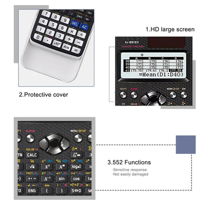 552-Function Scientific Calculator Multifunction Student Exam Calculator High-End Portable Math Learning Tool Economical Design