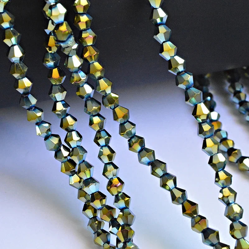3/4mm Crystal Bicone Glass Beads - White Loose Faceted Beads for DIY Bracelets, Earrings & Jewelry Making