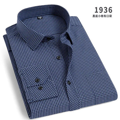 Men's Striped Long Sleeve Shirt - Slim Fit Wrinkle-Resistant Business Casual Shirt for Spring