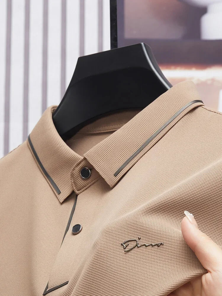 Men's Premium Luxury Polo Shirt - Seamless Cool Fabric Slim Fit Business Golf Top