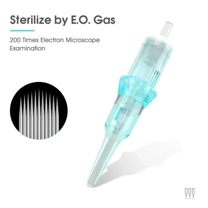 20pcs Gray Tattoo Cartridge Needles – Disposable Sterile Membrane System for Permanent Makeup Machines & Grips