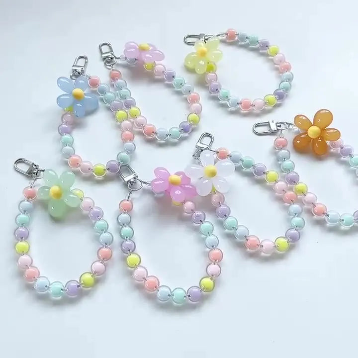 Phone Anti-Lost Lanyard - Colorful Macaron Round Bead Pendant, Women's Handheld Wrist Chain for Mobile Phones