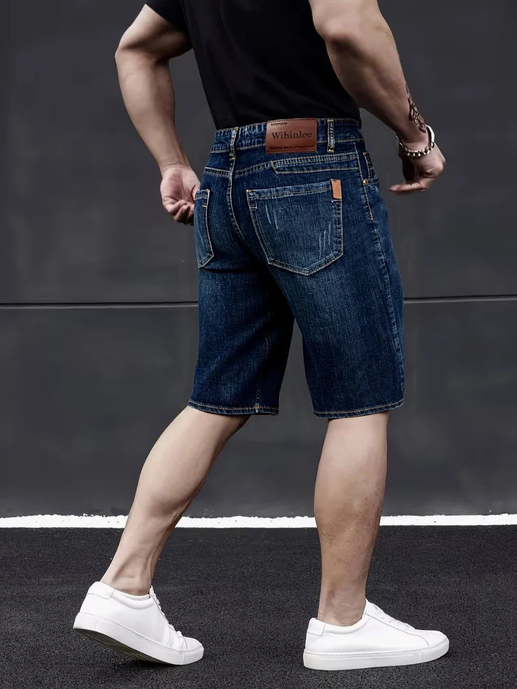 Men's Classic Stretch Jeans - Business Casual Straight Leg Denim Work Trousers in Blue & Black