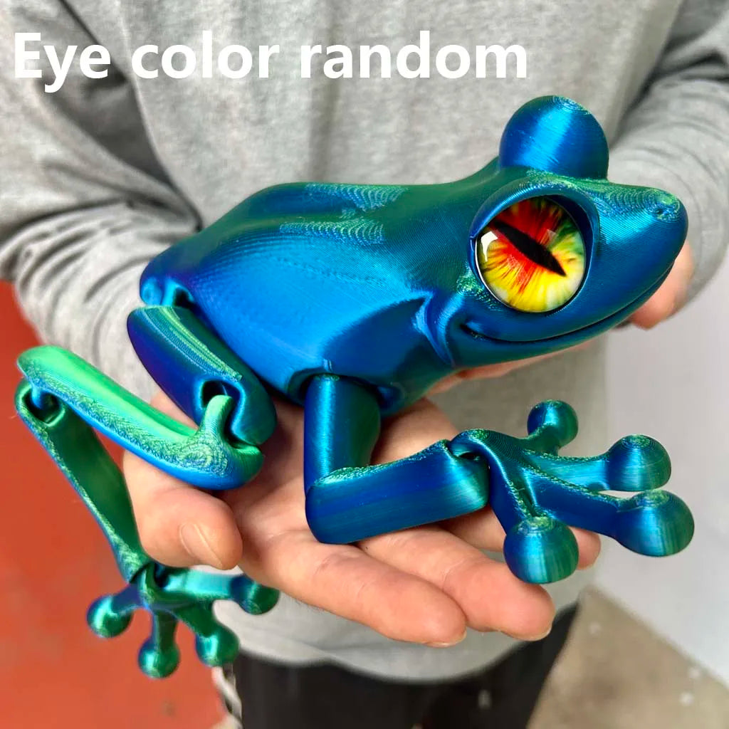 3D Printed Frog Statue - Flexible Fidget Animal Figure for Desk and Home Decor