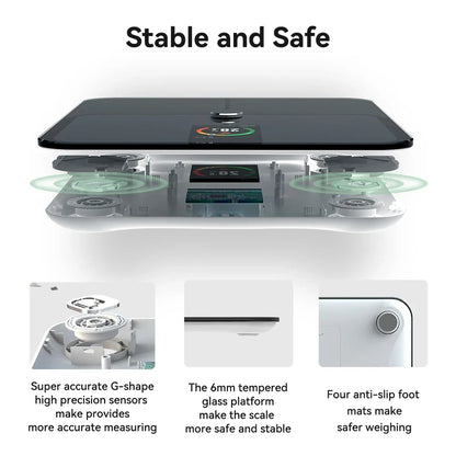 Digital Body Fat Scale — Smart TFT Color Screen with Heart Rate Monitoring for Precise Body Weight Measurement