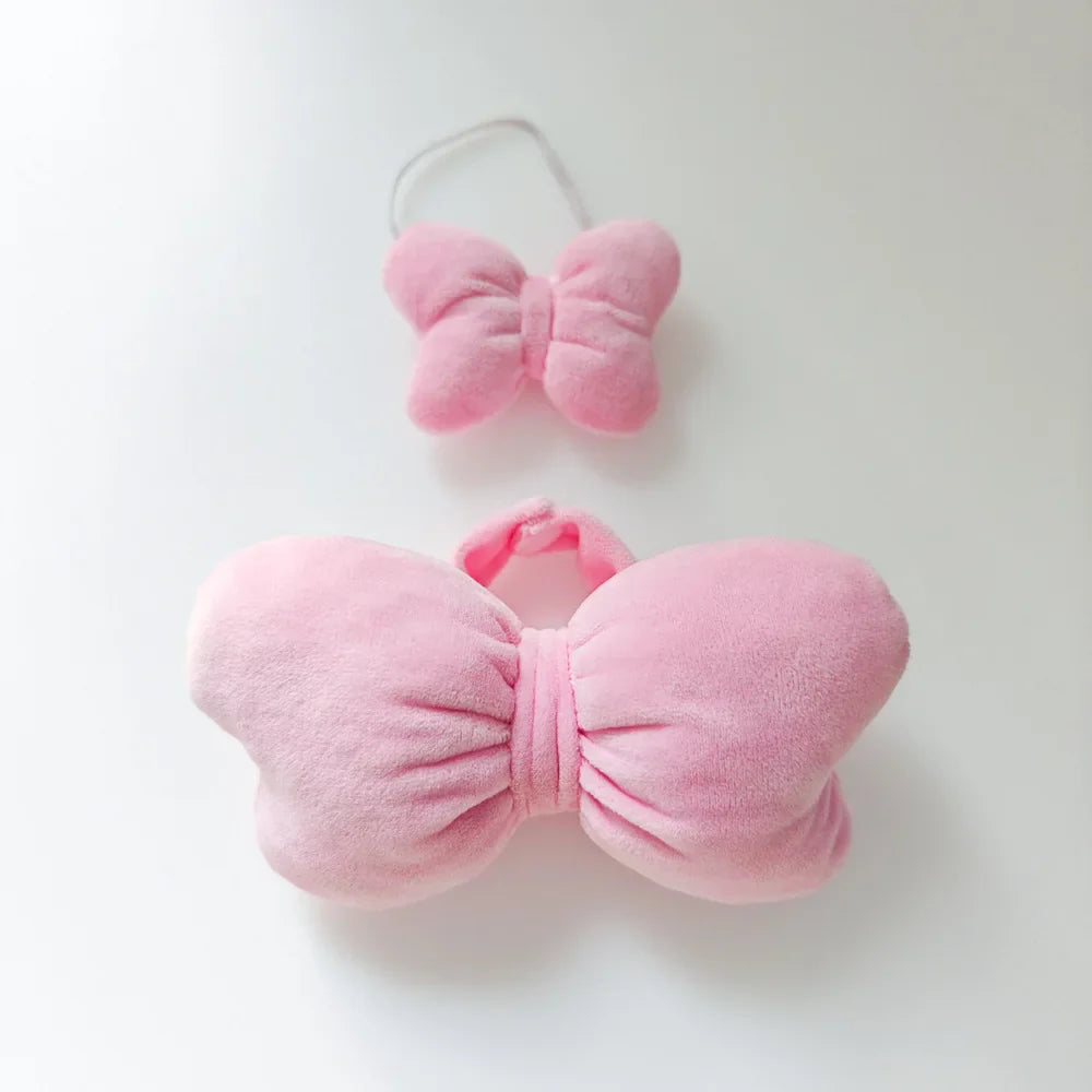 Labubu Plush Doll Costume Set — Oversized Bow & Angel Wings Design | Trendy Cartoon Outfit Accessories for Party Wear & Gift