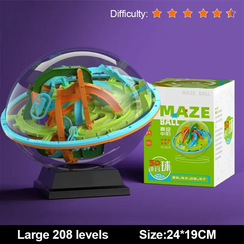 3D Puzzle Ball Maze Toy - Montessori Labyrinth Challenge Game for Kids Balance Training