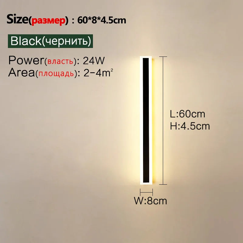 Outdoor Wall Lamp – IP65 Waterproof LED Long Corridor & Staircase Light, Balcony, Villa & Garden Entrance Lighting
