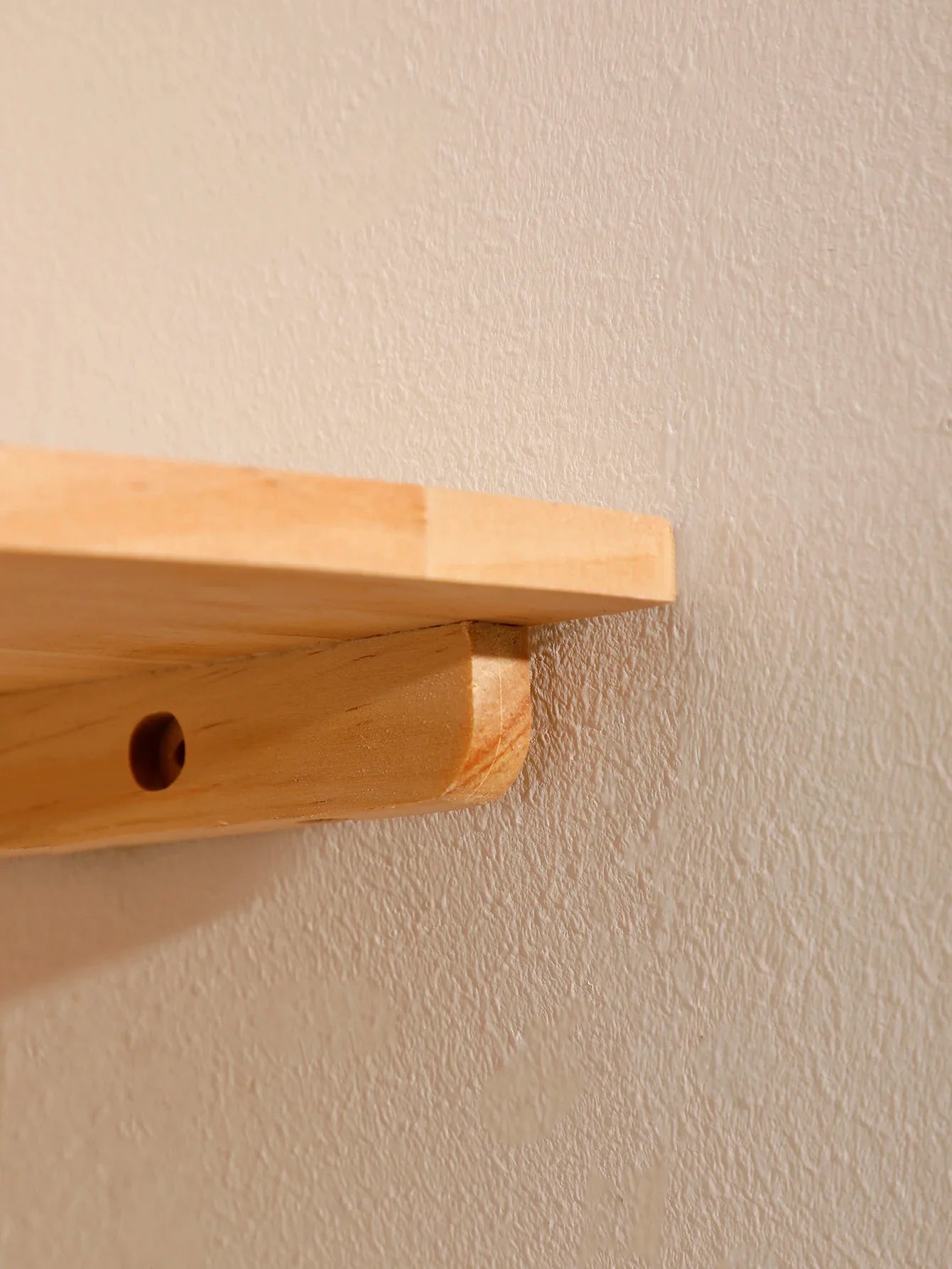 Wooden Floating Corner Wall Shelf – Round End, Wall-Mounted for Bedroom, Living Room & Kitchen