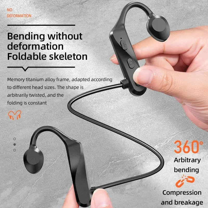 K69 Bone Conduction Earphones – Bluetooth HiFi Wireless Sport Ear-Hook Headset with Mic, Waterproof Earbuds