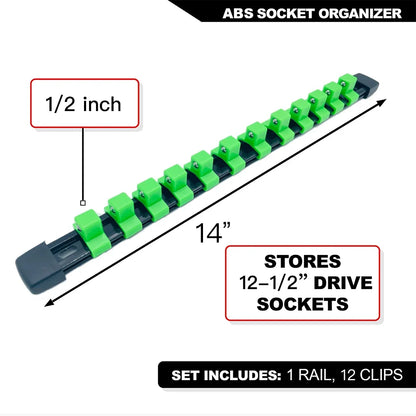 Socket Organizer Set - 1/4 3/8 1/2 Inch Socket Holder Trays for Tool Box Drawers & Storage Rails