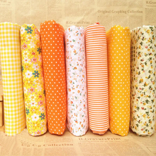 7Pcs Vintage Floral Cotton Fabric Set – Pre-Cut Thick Quilting Squares for DIY Sewing, Patchwork & Handmade Craft Accessories