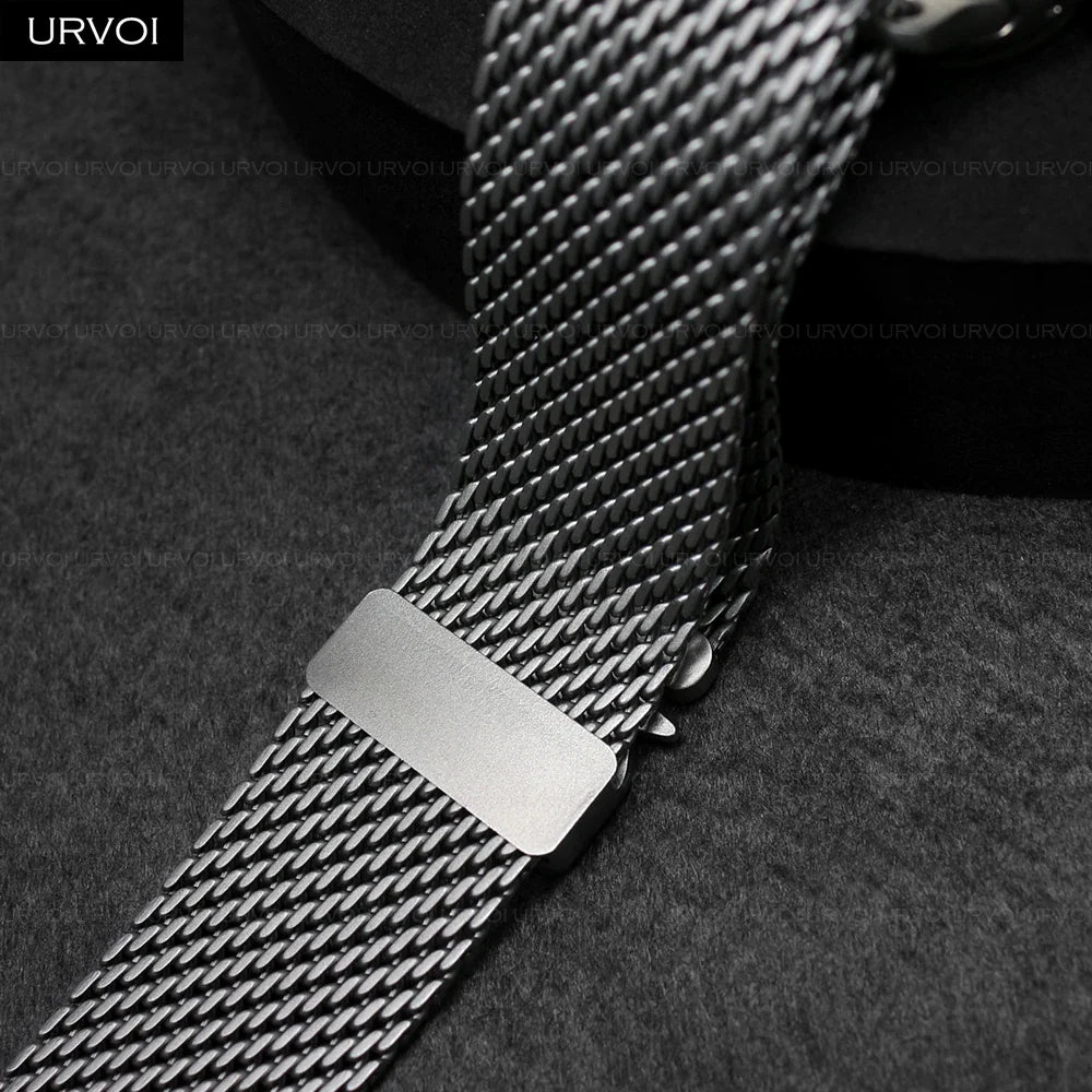 URVOI Stainless Steel Mesh Band for Apple Watch Ultra 2/1, Series 10/9 – 316L Secure Parachute Buckle, 46/49mm