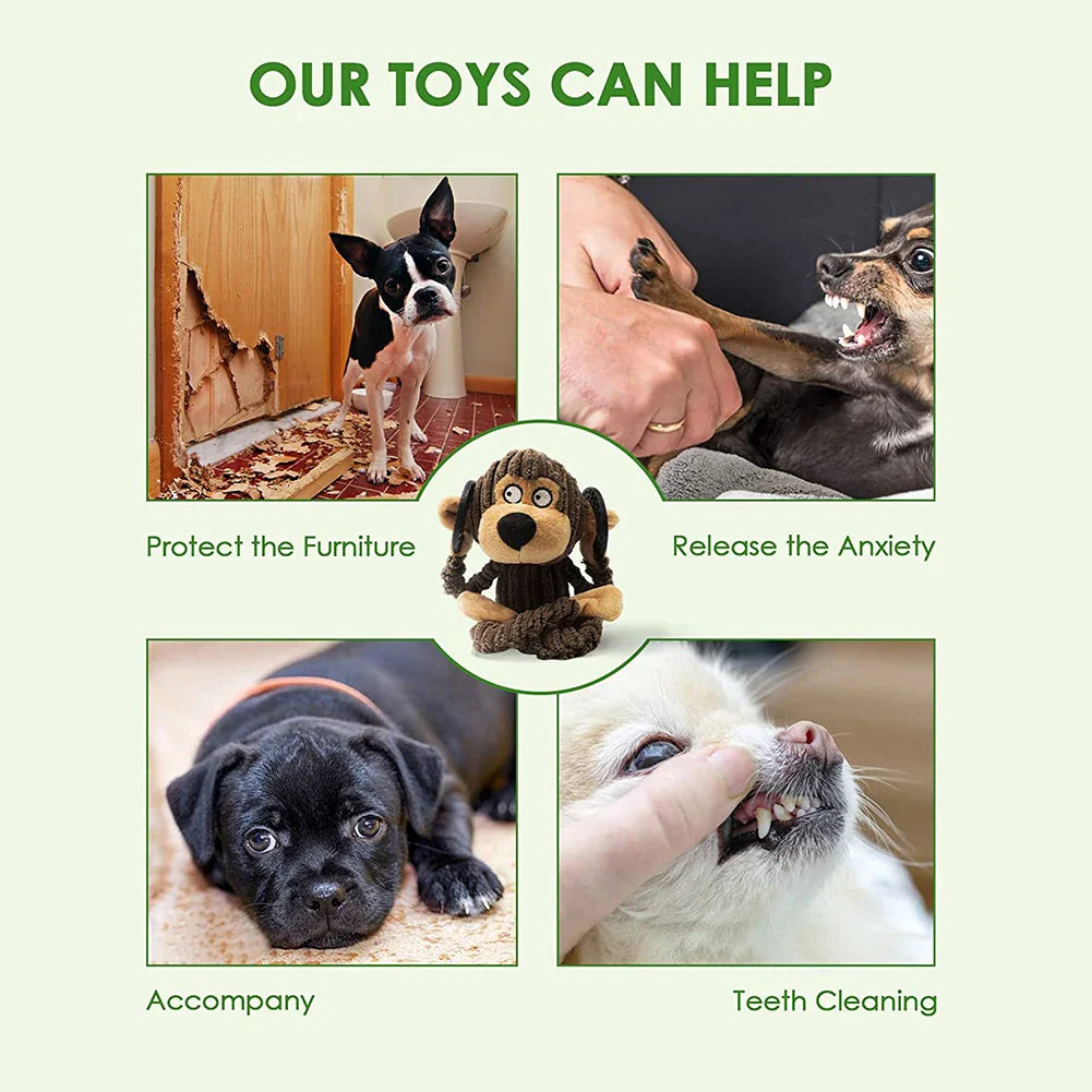 Squeaky Puppy Chew Toys – Plush Interactive Monkey Toy for Teething & Training Small Dogs