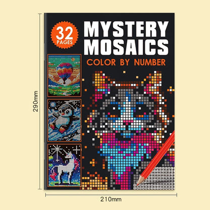 Mysterious Mosaic Color by Number Book - 32 Pages Pixel Art Coloring with Cute Animals & Scenery for Adult Stress Relief