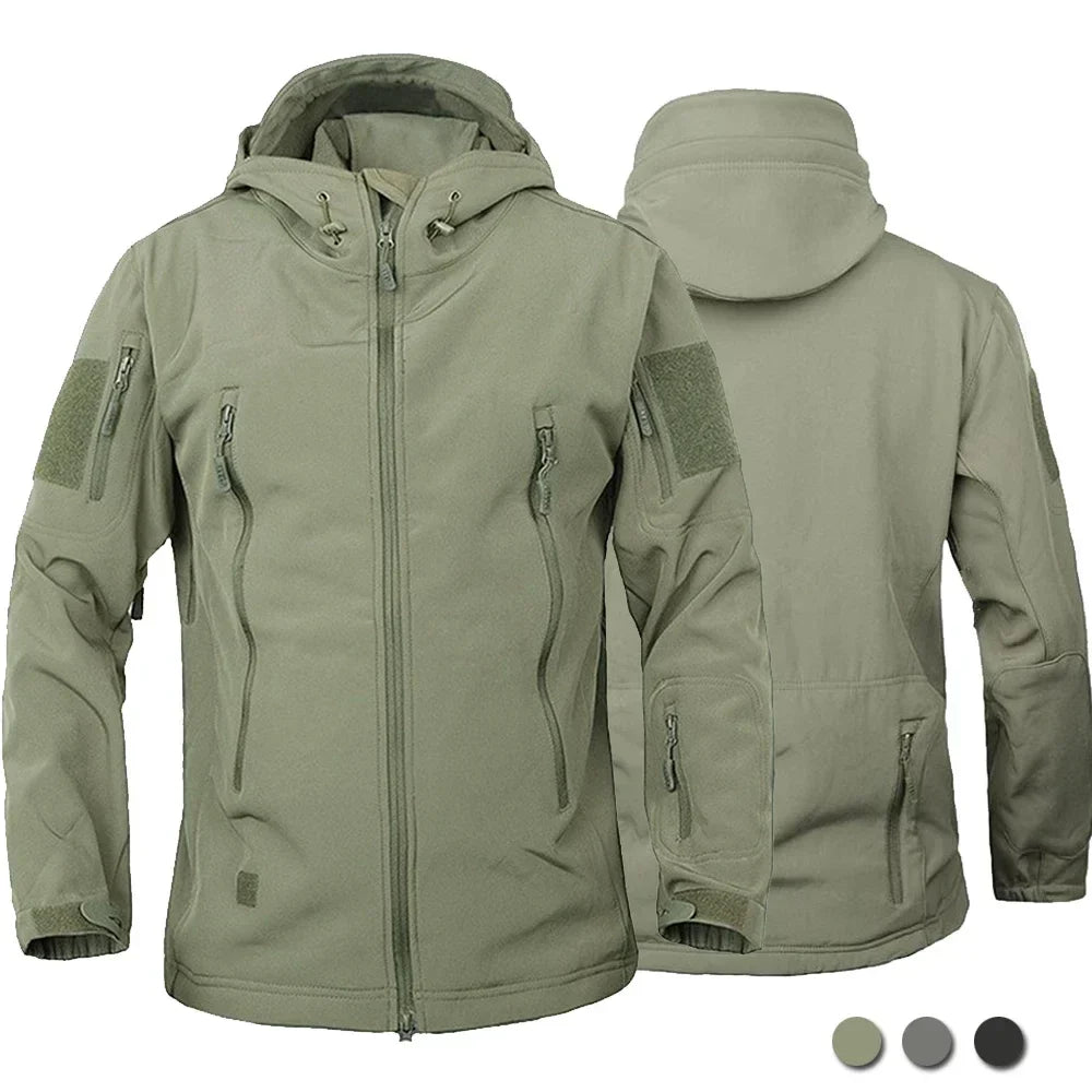 2024 Tactical Soft Shell Jacket for Men - Windproof Waterproof Breathable Fleece Hooded Combat Coat