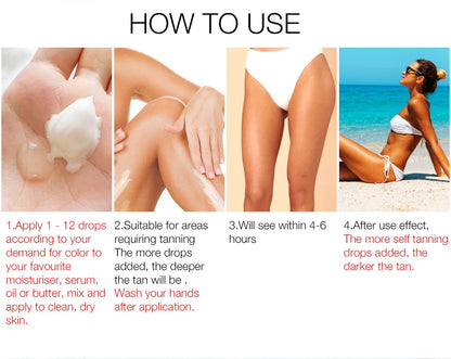 30ml Self-Tanning Drops — Natural-Looking Sunless Body Tanner Lotion for Skin Care