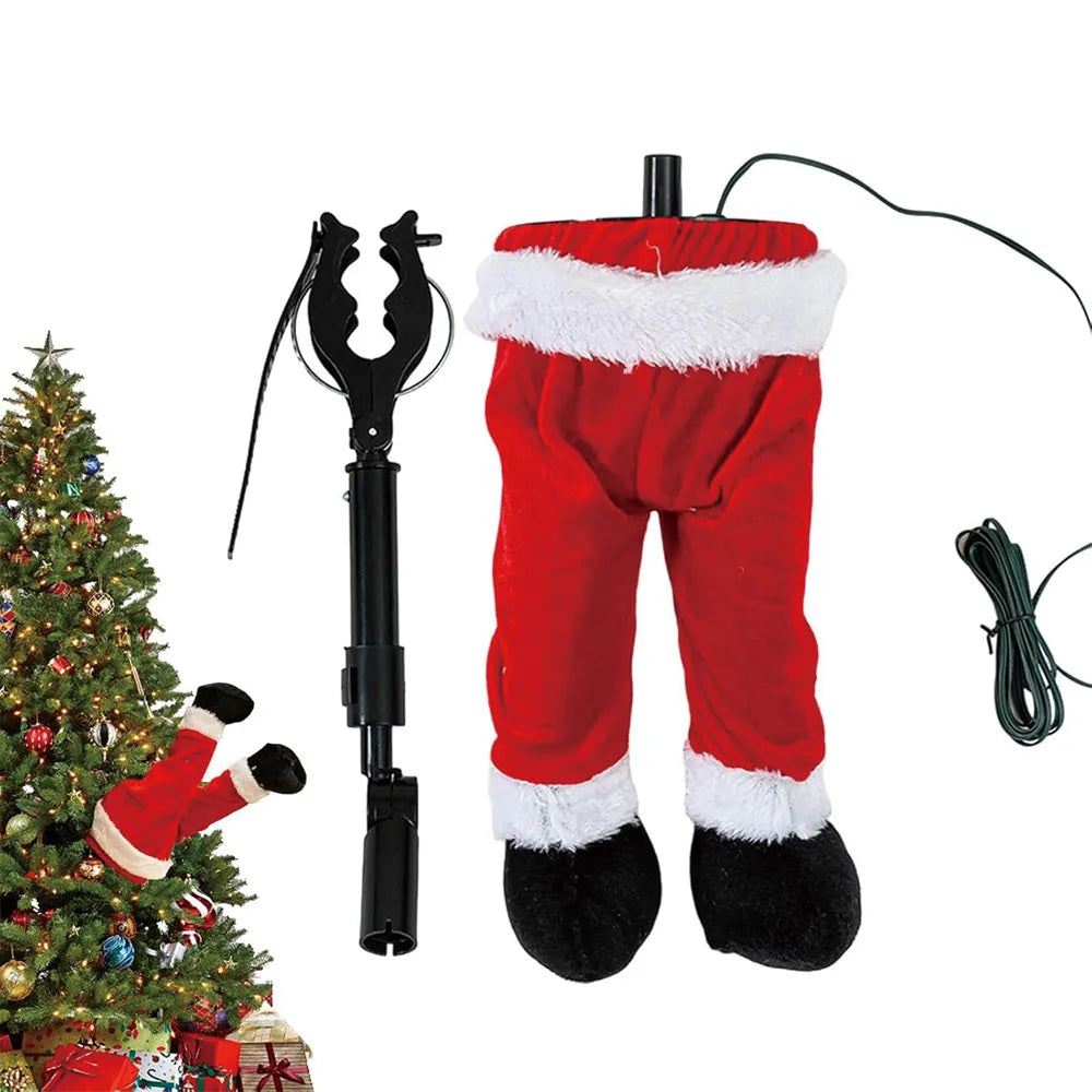 Fun Christmas Tree Leg Decoration | Plush Topper & Sticky Holiday Tree Ornament
