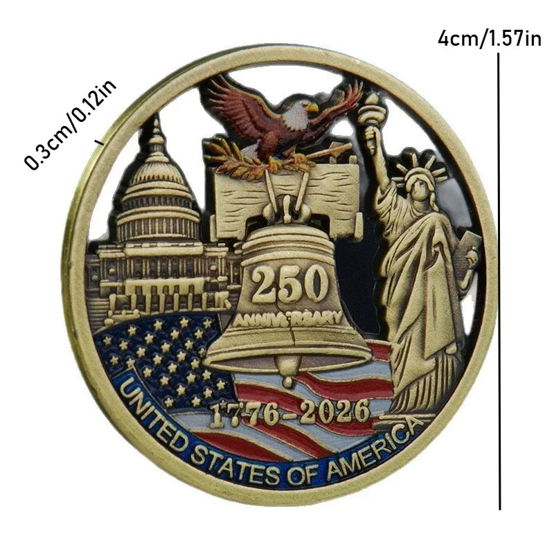 250th Anniversary America Commemorative Coin - Bronze Plated Statue of Liberty Collectible Souvenir for History Collectors