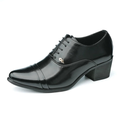 Premium Leather Men’s Slip-On Loafers - Business Casual Wedding Plaid Design Height Increasing Shoes