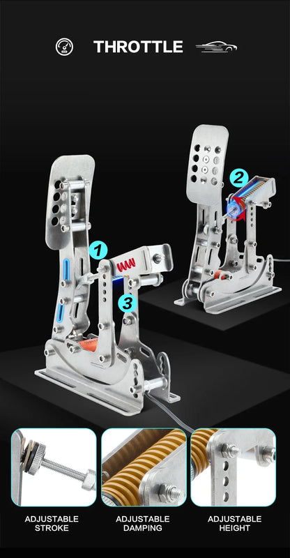 SIMJACK UT Sim Racing Pedals – PC Racing Simulator, Pressure Sensor Load Cell & HE Hydraulic Pedal