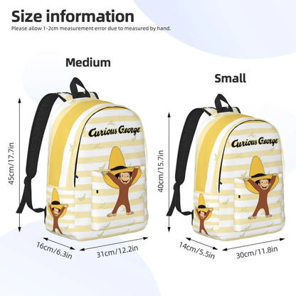Curious George Cartoon Monkey Backpack - Casual Laptop Shoulder Bag for Students, Work, Travel & Outdoor Use
