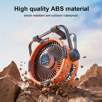 Camping Fan 20000mAh – Rechargeable Portable Outdoor Tent Fan with Air Circulator, Wireless Ceiling Fan, Hook, and Light