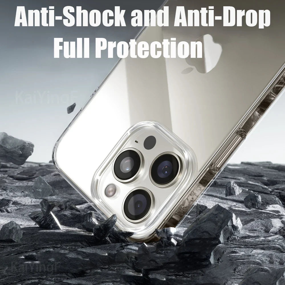 Luxury Clear iPhone Case - Transparent Soft TPU Silicone Back Cover for iPhone 8 Plus XR XS 11 12 13 14 15 16 Pro Max