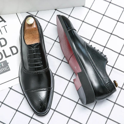 Men’s Red Sole Oxford Brogue Shoes - Retro Carved Lace-Up Business & Party Dress Shoes