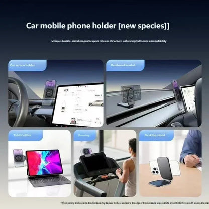 Ultra-Thin Magnetic Phone Holder - Foldable Car & Desktop Phone Mount Bracket
