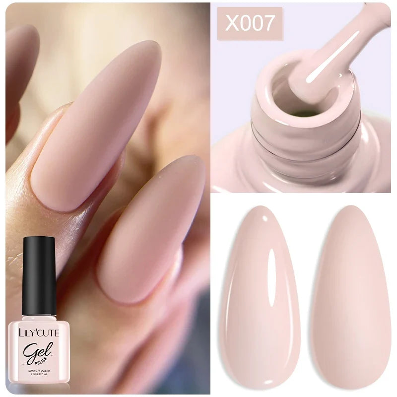 LILYCUTE Solid Color Gel Nail Polish 7ml - Semi-Permanent Soak Off UV LED Gel Varnish for Nail Manicure Art