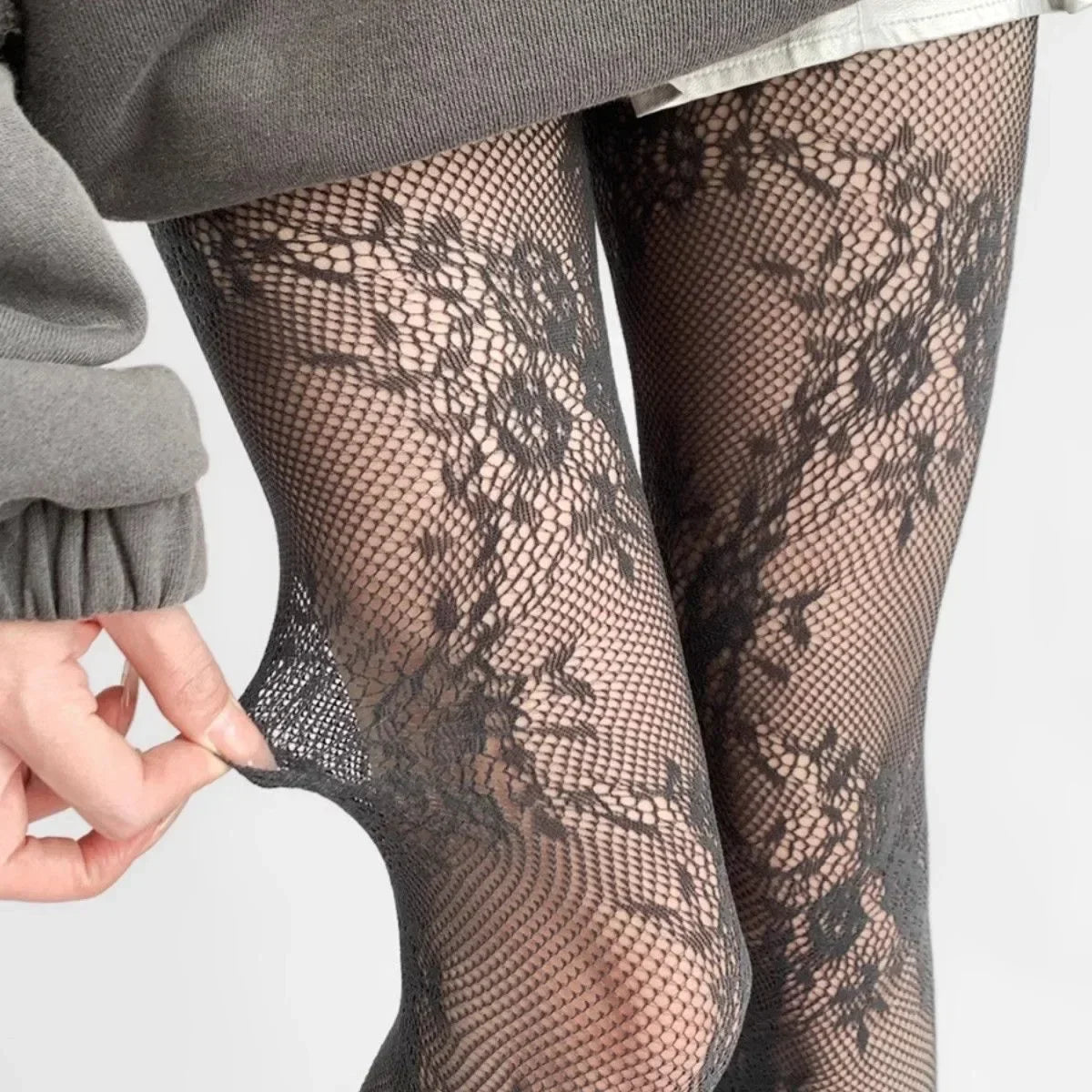 Women’s Lace Floral Thigh High Tights - 2025 Sexy Mesh Fishnet Stockings Lingerie Hosiery Pantyhose
