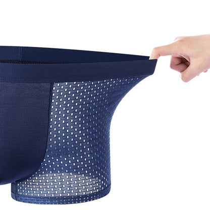 Men’s Ice Silk Mesh Boxer Shorts (4-Pack) – Plus Size Breathable Summer Underwear, Soft Solid Sexy Cooling Men’s Boxers Briefs Set