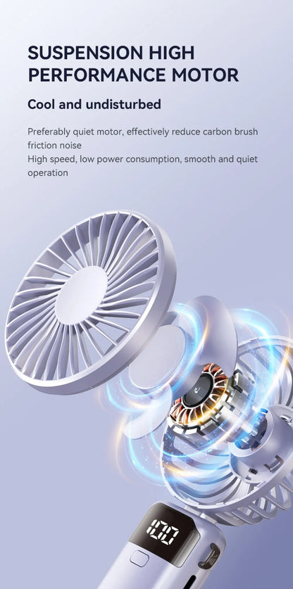 Portable Mini USB Fan – Handheld & Desktop Fan with Phone Holder, 3-Speed Adjustable Wind, Long Battery Life, Multi-Function Cooling Fan