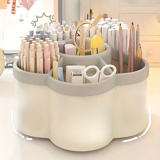 360° Rotating Pen Holder - Cute Large Capacity Desktop Stationery Organizer Storage Box