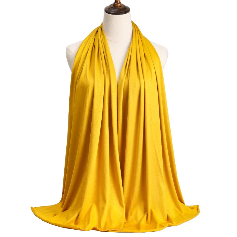 Women's Modal Cotton Jersey Hijab - Soft Solid Color Muslim Headscarf for Ramadan & Everyday Wear