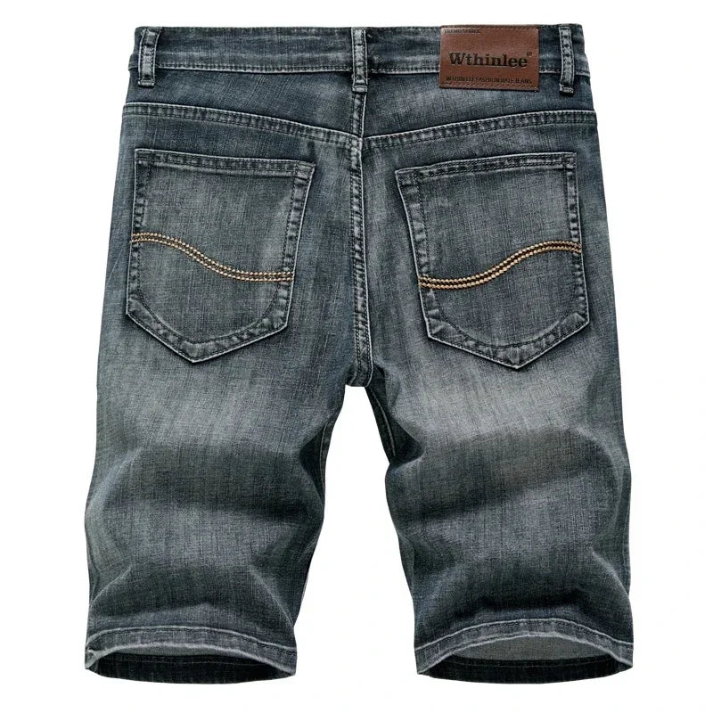 Men's Denim Shorts - 2026 Summer Stretch Slim Straight Jean Shorts in Dark Blue