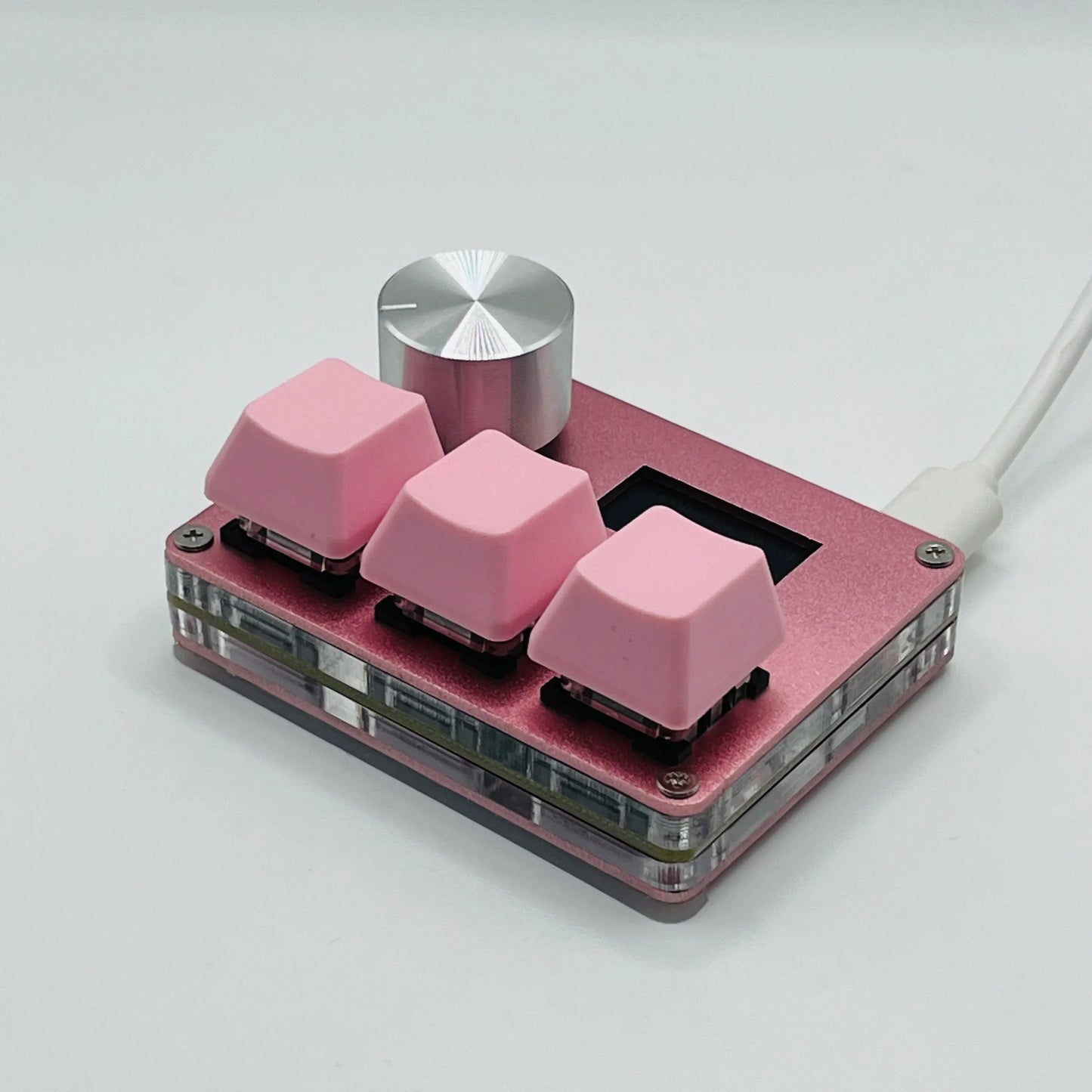 O3C SayoDevice OSU O3C Rapid Trigger Hall Switches – Magnetic Pink Keyboard Switches with Knob, Screen Copy & Paste Shortcut