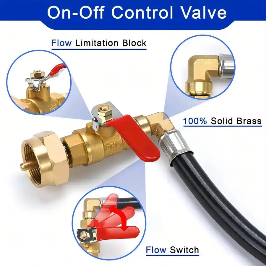 Propane Tank Refill Adapter Kit - 3ft Hose with Safety Shutoff Valve for 1 lb Bottles