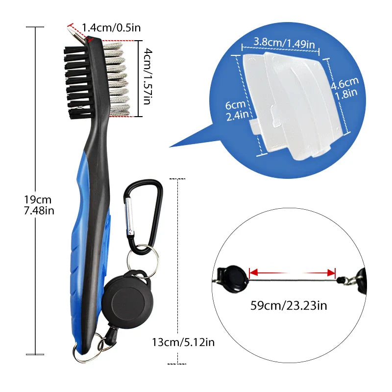 Golf Club Cleaning Brush with Cover – Retractable Carabiner Cleaner, 8 Styles for Outdoor Sports Accessories