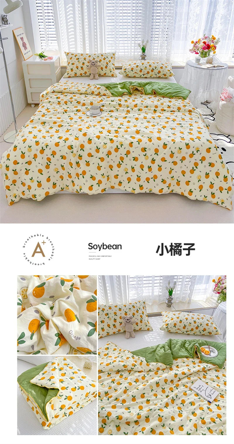 Washed Double Gauze Quilt – Lightweight Summer Comforter with Soya Fibre Filling, Soft & Breathable for Queen Size