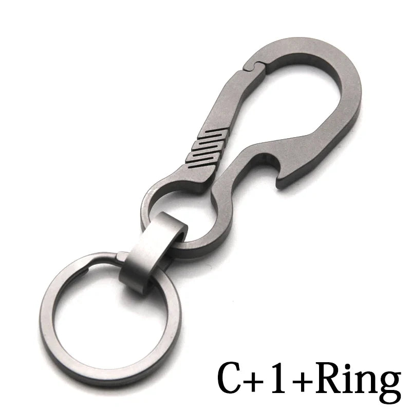 Titanium Key Chain - Lightweight Men’s EDC Quickdraw Carabiner Buckle Key Ring Outdoor Tool