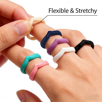 Heart Silicone Ring Set - 7pcs Fashion Love Rubber Bands Hypoallergenic Flexible Sports Rings for Women